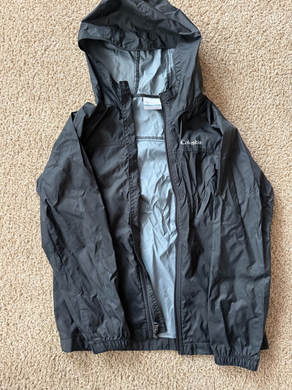 Columbia Kids Black Hooded Windbreaker Jacket